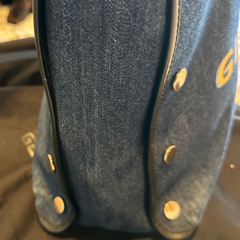 Givenchy Blue Denim Tote with Yellow Logo - Picture 3 of 5